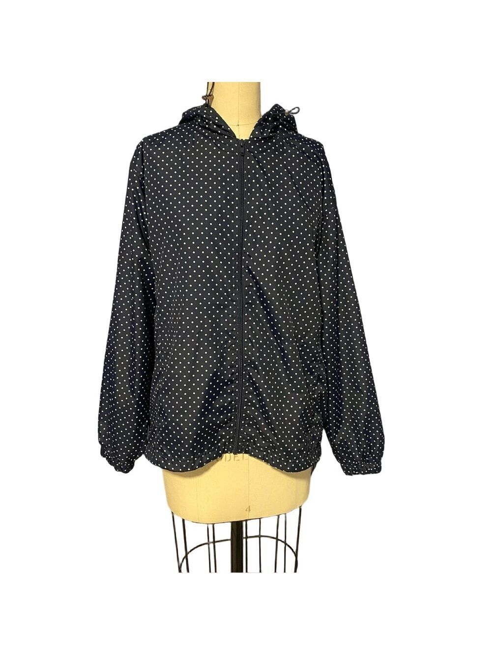 Navy Polka Dot Utility Rain Jacket Sz Large-KC Collection